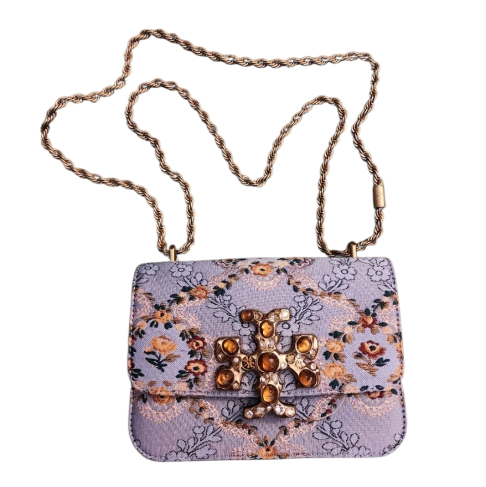 Tory Burch Eleanor Sea Frost Brocade shoulder bag crossbody blue